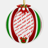 赤と緑のクリスマスオーナメントフォトフレーム セラミックオーナメント (正面)
