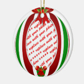 赤と緑のクリスマスオーナメントフォトフレーム セラミックオーナメント (左)