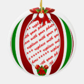 赤と緑のクリスマスオーナメントフォトフレーム セラミックオーナメント (裏面)