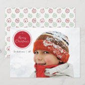 赤と緑のクリスマスオーナメントホリデーフォトカード シーズンカード (正面/裏面)