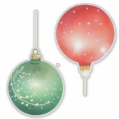 赤と緑のクリスマスオーナメント シール (正面)