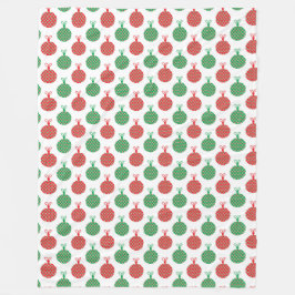 赤と緑のクリスマスオーナメント フリースブランケット