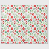 赤と緑のクリスマスオーナメント ラッピングペーパー (フラット)