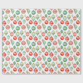 赤と緑のクリスマスオーナメント ラッピングペーパー (フラット)