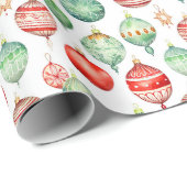 赤と緑のクリスマスオーナメント ラッピングペーパー (ロールコーナー)