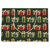 赤と緑のクリスマスギフトグリーン抱き枕 ラージペーパーバッグ (正面)