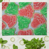 赤と緑のクリスマスクッキー キッチンタオル (折り畳み)