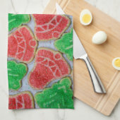 赤と緑のクリスマスクッキー キッチンタオル (四つ折り)