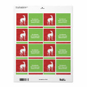 赤と緑のクリスマスグレイハウンドシルエット ラベル (フルシート)