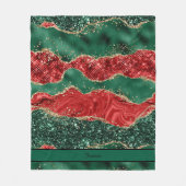 赤と緑のクリスマスゲート名 フリースブランケット (正面)