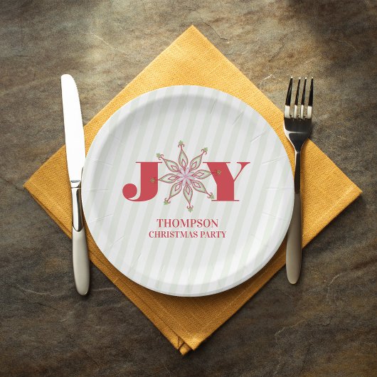 赤と緑のクリスマスシンプルタイポグラフィ ペーパープレート