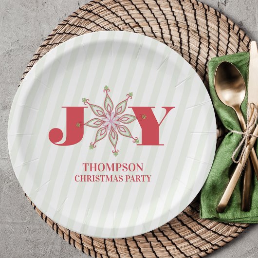 赤と緑のクリスマスシンプルタイポグラフィ ペーパープレート