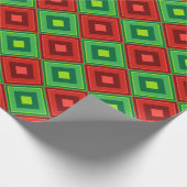 赤と緑のクリスマスジオメトリパターン ラッピングペーパー (角)