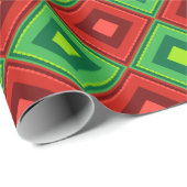 赤と緑のクリスマスジオメトリパターン ラッピングペーパー (ロールコーナー)