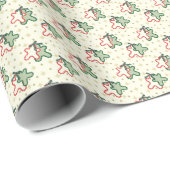 赤と緑のクリスマスジンジャーブレッドCookie ラッピングペーパー (ロールコーナー)