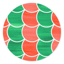 赤と緑のクリスマススケールパターンのシール