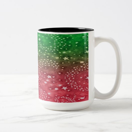 赤と緑のクリスマススターコーヒーマグ ツートーンマグカップ (右)