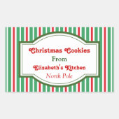 赤と緑のクリスマスステッカー 長方形シール (正面)