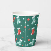 赤と緑のクリスマスストッキング紙カップ 紙コップ (右)