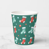 赤と緑のクリスマスストッキング紙カップ 紙コップ (正面)
