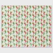 赤と緑のクリスマスストッキング ラッピングペーパー (フラット)