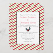 赤と緑のクリスマスストライプの結婚式招待状 招待状 (正面/裏面)