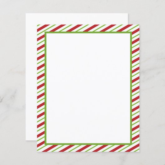 赤と緑のクリスマスストライプ文房具 (正面/裏面)