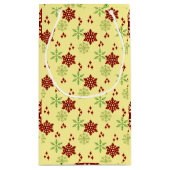 赤と緑のクリスマススノーフレーク スモールペーパーバッグ (裏面)