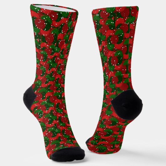 赤と緑のクリスマススノー ソックス (傾斜あり)