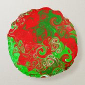 赤と緑のクリスマススワール装飾用クッション ラウンドクッション (裏面)