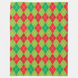 赤と緑のクリスマスダイヤモンドパターン フリースブランケット