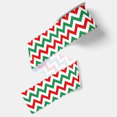 赤と緑のクリスマスチブロン柄プリントリボン グログランリボン (裏面)