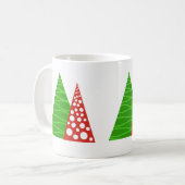 赤と緑のクリスマスツリーのマグカップ コーヒーマグカップ (正面左)