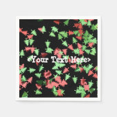 赤と緑のクリスマスツリーパターンナプキン スタンダードカクテルナプキン (正面)