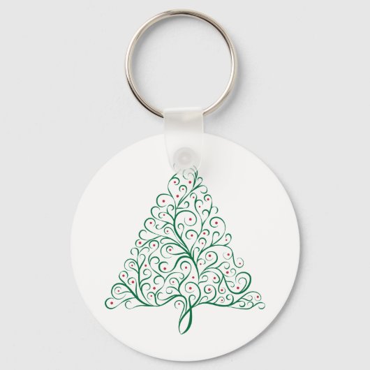 赤と緑のクリスマスツリー キーホルダー (正面)