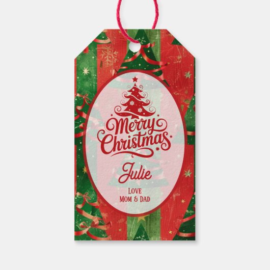 赤と緑のクリスマスツリー ギフトタグ (裏面)
