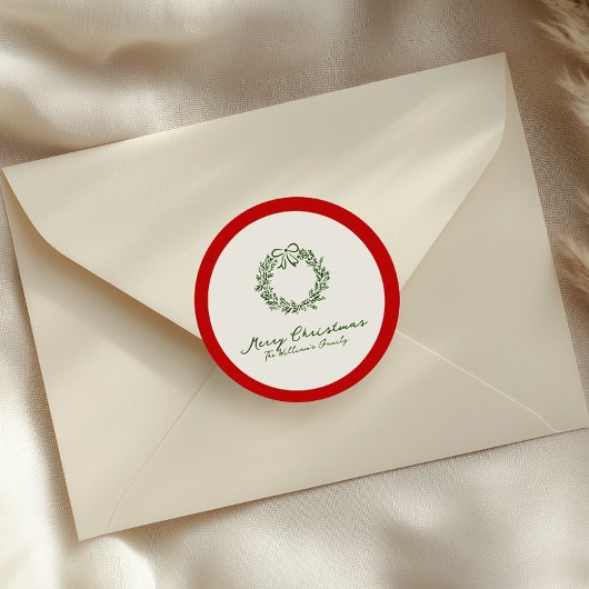 赤と緑のクリスマスツリー ラウンドシール