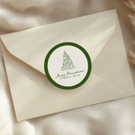 赤と緑のクリスマスツリー ラウンドシール