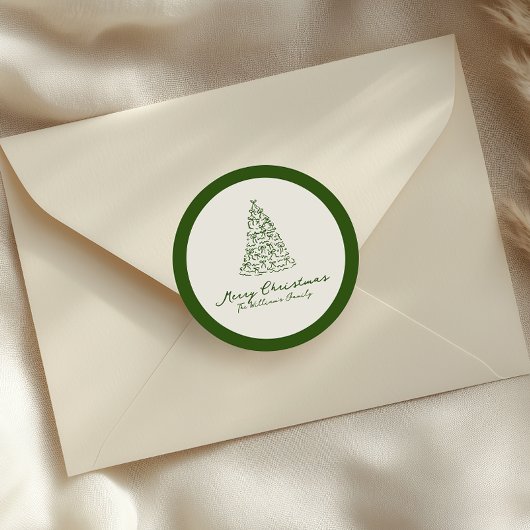 赤と緑のクリスマスツリー ラウンドシール