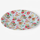 赤と緑のクリスマステディベア ペーパープレート (アングル)