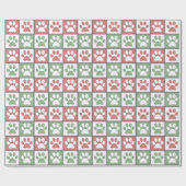 赤と緑のクリスマステーマポープリントパターン ラッピングペーパー (フラット)