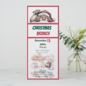 赤と緑のクリスマスデザイン ブランチ招待状 招待状 (スタンド正面)