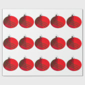 赤と緑のクリスマスバルブの包装紙 ラッピングペーパー (フラット)