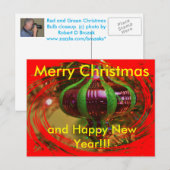 赤と緑のクリスマスバルブクリスマスポストカード シーズンポストカード (正面/裏面)