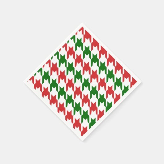 赤と緑のクリスマスパター千鳥格子のン スタンダードカクテルナプキン (角)