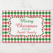赤と緑のクリスマスパター千鳥格子のン フードラベル (シングルラベル)