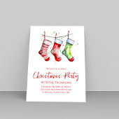 赤と緑のクリスマスパーティーストッキング シーズンポストカード