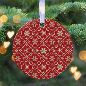 赤と緑のクリスマスファミリーフォトカスタム セラミックオーナメント