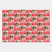 赤と緑のクリスマスフォトとタイプお洒落付き ラッピングペーパーシート (正面2)