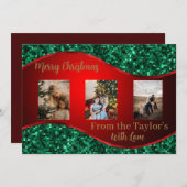 赤と緑のクリスマスフォトカ縁どード シーズンカード (正面/裏面)